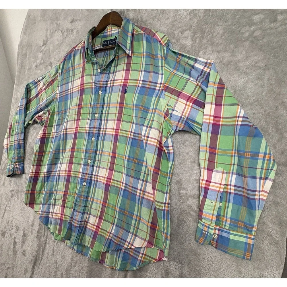 Ralph Lauren Mens Classic Fit Size XXL Plaid Long Sleeve Button Shirt Colorful - Picture 3 of 11